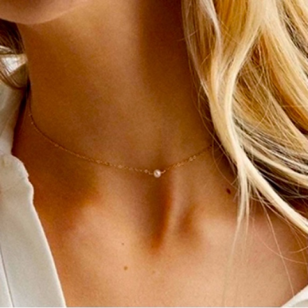 14k Gold Plated Chain Single Pearl Necklace